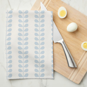 Light Blue Leaf Stripe Kitchen Towel