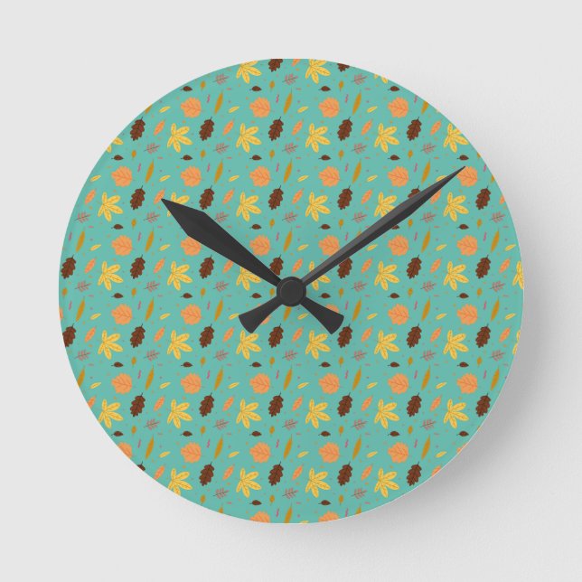 Light Blue Leaf Wall Clock (Front)
