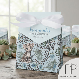 Light Blue Leopard Jungle Safari Favor Boxes