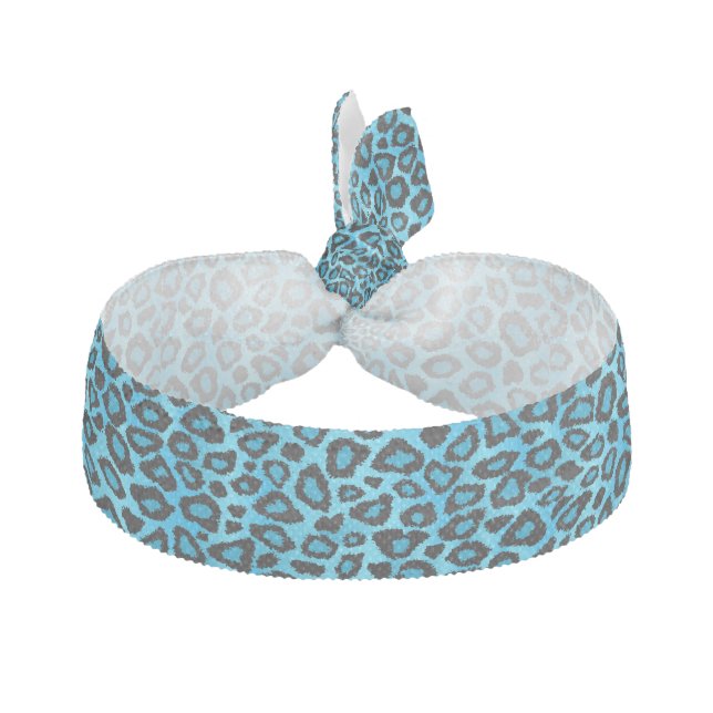 Light Blue Leopard Pattern Elastic Hair Tie (Front)