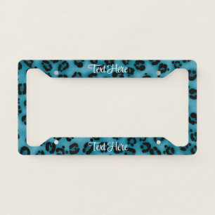 Light Blue Leopard Print Personalized License Plate Frame
