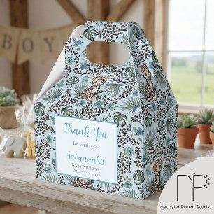 Light Blue Leopard Safari Thank You Favor Boxes