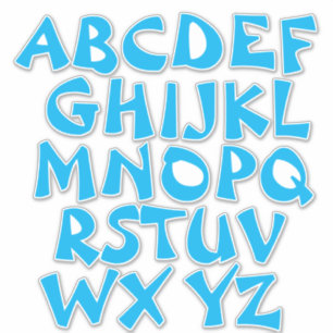 Light Blue Letters White Alphabet Wall Sticker