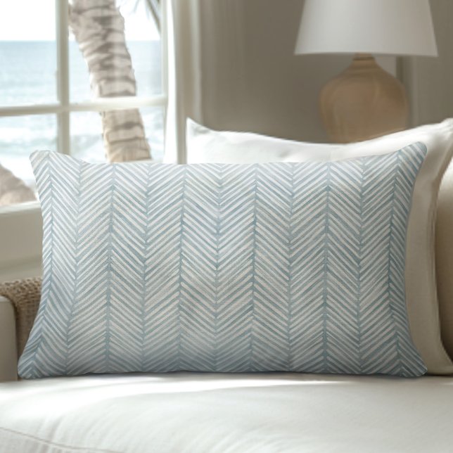 Light Blue Line Pattern Lumbar Pillow (Creator Uploaded)