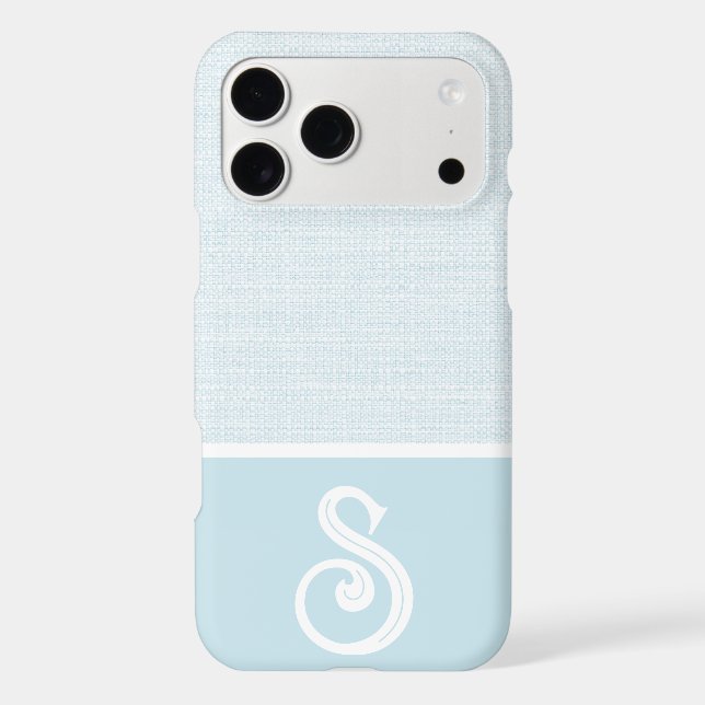 Light Blue Linen Texture, Color Block Iphone Case (Back)