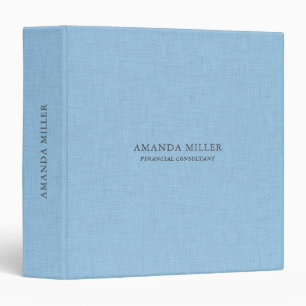 Light Blue Linen Texture With Gray Typography 3 Ring Binder