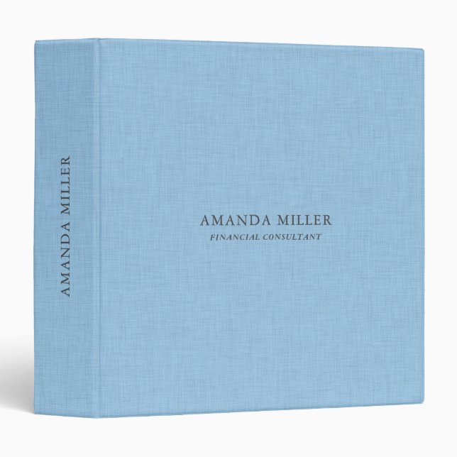 Light Blue Linen Texture With Gray Typography 3 Ring Binder (Front/Spine)