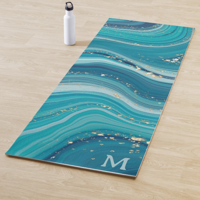 Light Blue Liquid Marble  Yoga Mat (In Situ)