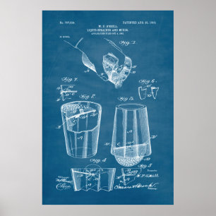 Light Blue Liquid Strainer and Mixer Patent Poster