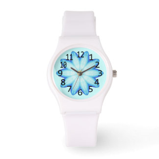 Light Blue Lotus Flower Numbers Watch