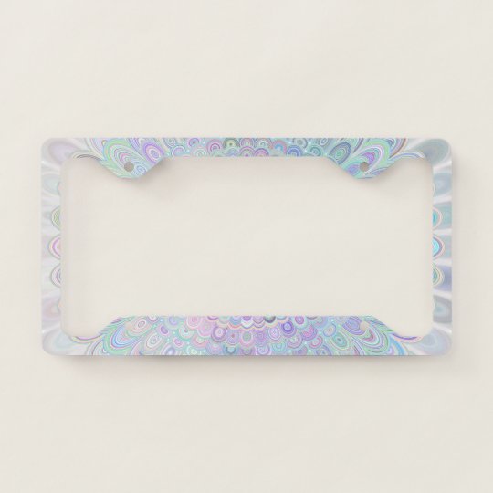 Light Blue Mandala Flower License Plate Frame