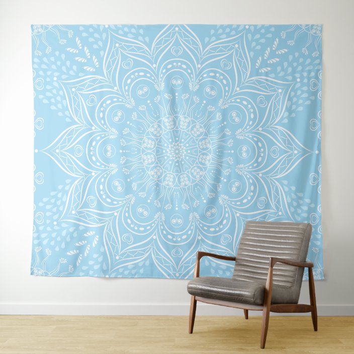 light blue mandala tapestry
