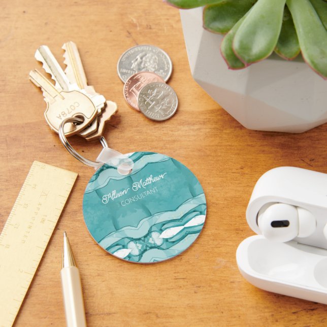 Light Blue Marble Elegant Modern Pattern Keychain (Desk)