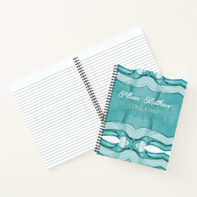 Light Blue Marble Elegant Modern Pattern Notebook (Inside)