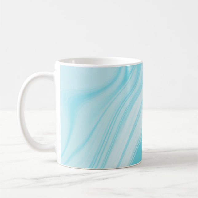 Light Blue Marble Pattern Coffee Mug (Left)