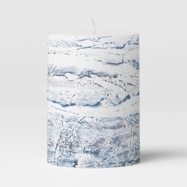 Light blue marble pillar candle (Front)