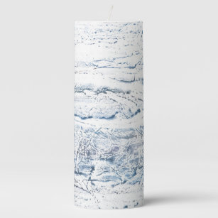 Light blue marble pillar candle