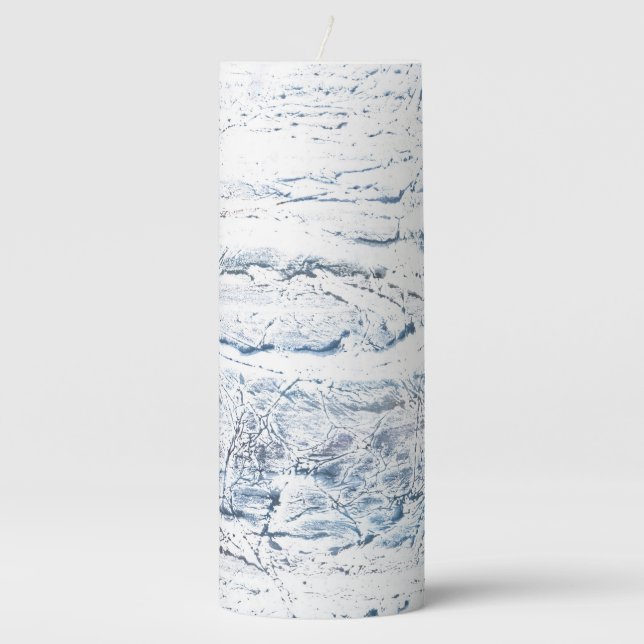 Light blue marble pillar candle (Front)