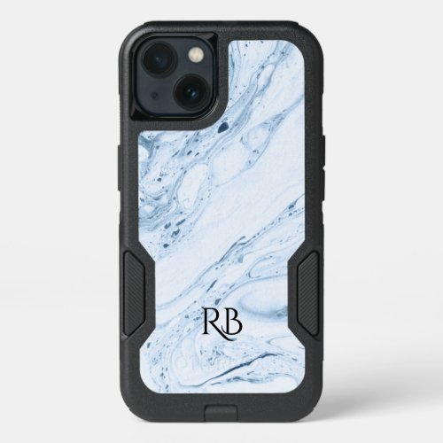 Light_Blue Marbleized Watercolors Swirls 4 iPhone 13 Case