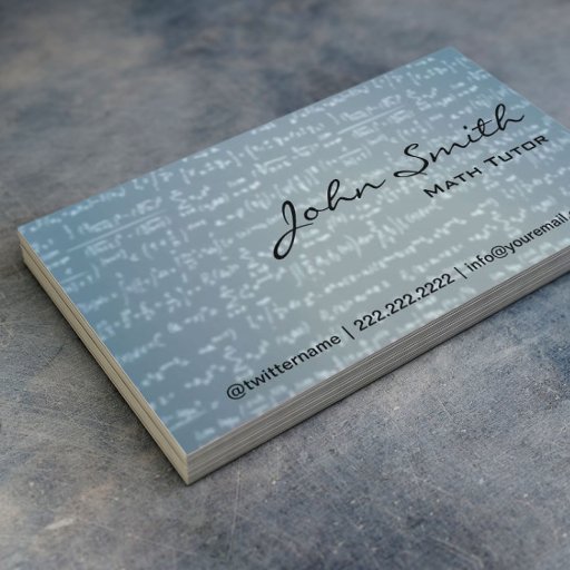 Customizable Light Blue Math Formulas Math Tutor Business Card