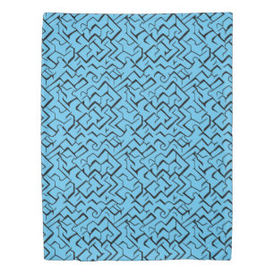 Light Blue Meander Pattern Modern Maze Duvet Cover
