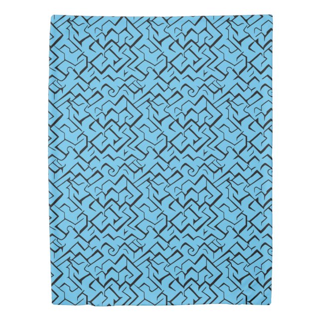 Light Blue Meander Pattern | Modern Maze Duvet Cover (Front)