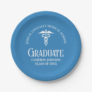 Light Blue Medical School Graduation Party Paper Plates