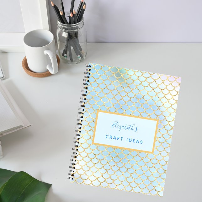Light blue mermaid scales craft ideas sketch lined notebook (Creator Uploaded)