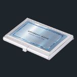 Light Blue Metallic Texture Stainless Steel Look  Business Card Case<br><div class="desc">Elegant shiny slick metallic blue texture print,  stainless steel with blue accents,  business card template. Customizable typography in black and blue.</div>