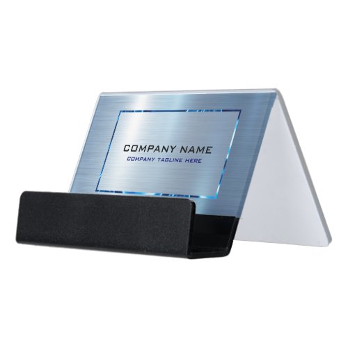 Light Blue Metallic Texture Stainless Steel Look  Desk Business Card Holder