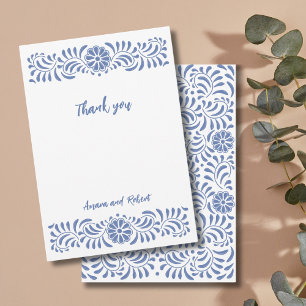 LIGHT BLUE MEXICAN TALAVERA THANK YOU CARD