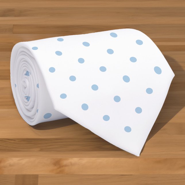 Light Blue Mini Polka Dot Pattern on White Neck Tie (Light Blue Mini Polka Dot Pattern on White Neck Tie in situ)