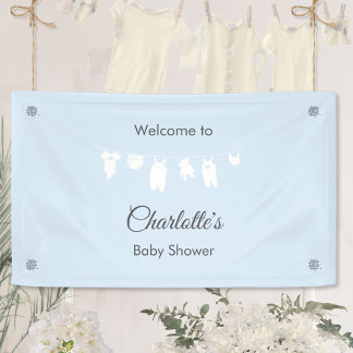 Light Blue Minimalist Baby Boy Shower Banner