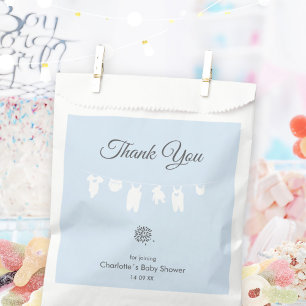 Light Blue Minimalist Baby Boy Shower Favor Bag