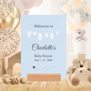 Light Blue Minimalist Baby Boy Shower Holder