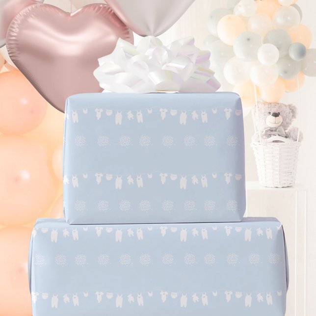 Light Blue Minimalist Baby Boy Shower Wrapping Paper (Light Blue Minimalist Baby Boy Shower Wrapping Paper ©Susanne Sachers - Sunny Mind 🌞)