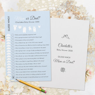 Light Blue Minimalist Baby Shower Guess Who Game