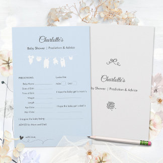 Light Blue Minimalist Baby Shower Predictions Game