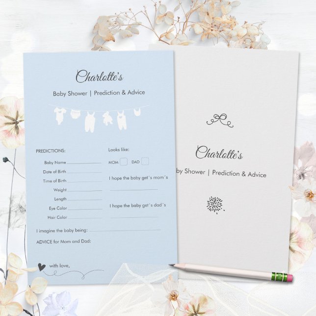 Light Blue Minimalist Baby Shower Predictions Game (Light Blue Minimalist Baby Boy Shower Predictions Game ©Susanne Sachers - Sunny Mind 🌞)