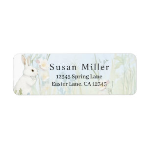 Light Blue Minimalist Easter Bunny  Label