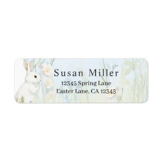 Light Blue Minimalist Easter Bunny Label