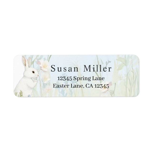 Light Blue Minimalist Easter Bunny  Label (Front)