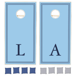 Light Blue Minimalist Initials Cornhole Set