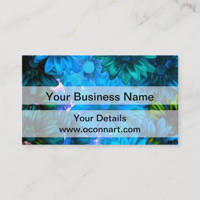 Light blue modern floral pattern business card (Front)
