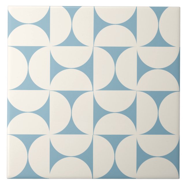 Light Blue Modern Geometric Semi circles Tile (Front)