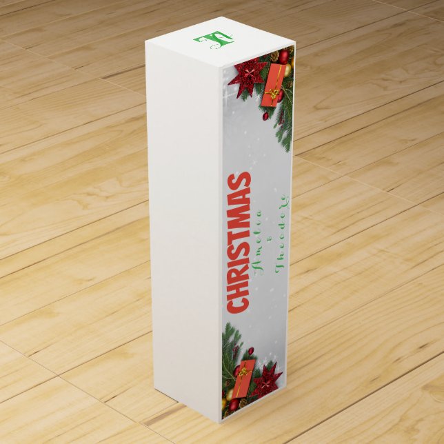 Light Blue Modern Minimalist Christmas Wine Box (Front)