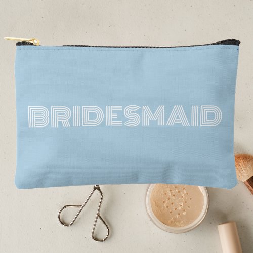 Light Blue Modern Typography Bridesmaid Accessory Pouch