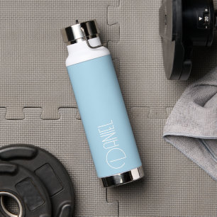 Light Blue Modern Typography Personalized Water Bottle