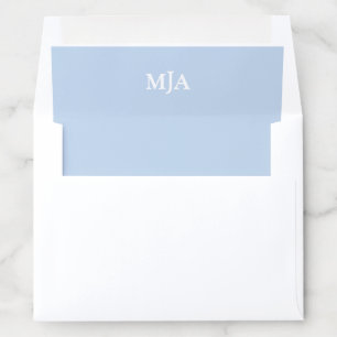 Light Blue Monogram 3 three letter Initials Modern Envelope Liner