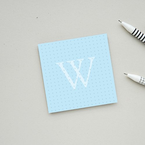 Light Blue Monogram Dot Grid Post_it Post_it Notes